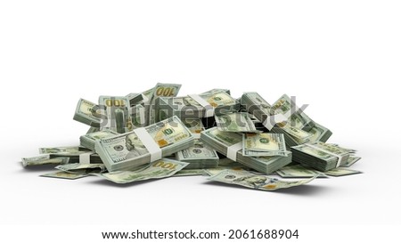 
3D Stack of 100 US dollar notes
