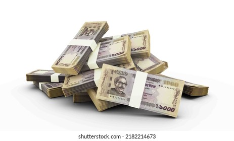 3D Stack Of 1000 Bangladeshi Taka Notes