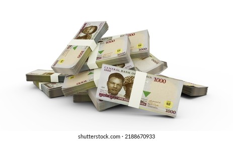 3D Stack Of 1000 Nigerian Naira Notes