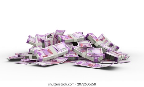 3D Stack Of 2000 Indian Rupee Notes