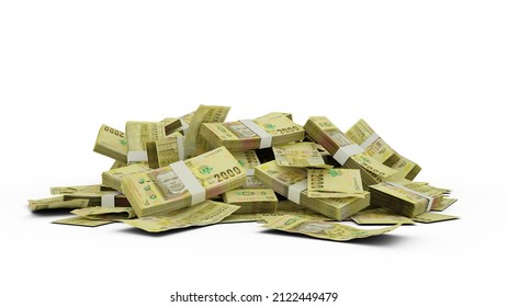 3D Stack of 2000 Malawian kwacha notes