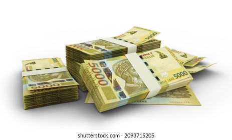 3D Stack Of 5000 Albanian Lek Notes