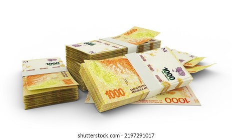 3D Stack Of Argentine Peso Notes