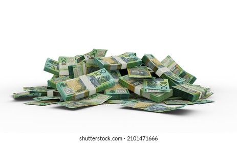 3D Stack of Australian dollars notes isolated on white background