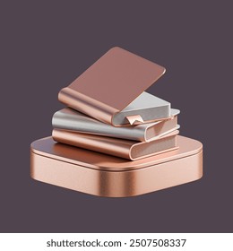 3D Stack of Closed Books Isolated. Render Pile of Books Icon. Set of Educational or Business Literature. Reading Education, E-book, Literature, Encyclopedia, Textbook. 3d Illustration