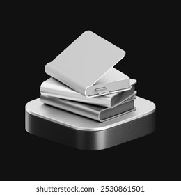 3D Stack of Closed Books Isolated. Render Pile of Books Icon. Set of Educational or Business Literature. Reading Education, E-book, Literature, Encyclopedia, Textbook. 3d Illustration