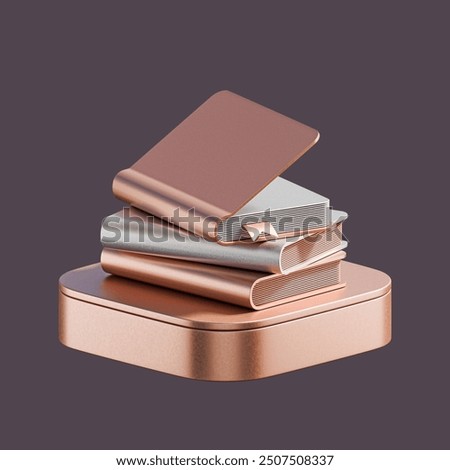 3D Stack of Closed Books Isolated. Render Pile of Books Icon. Set of Educational or Business Literature. Reading Education, E-book, Literature, Encyclopedia, Textbook. 3d Illustration