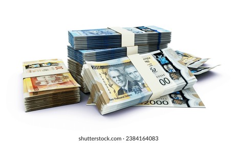 3D Stack of Jamaican dollar notes isolated on white background