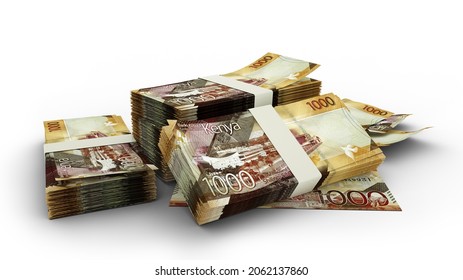 3D Stack Of Kenyan Shilling Notes Isolated