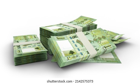 3D Stack of Lebanese pound notes