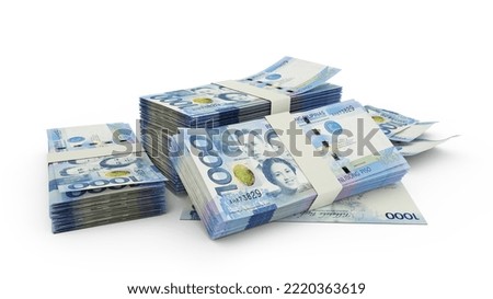 3D Stack of New Philippine peso notes