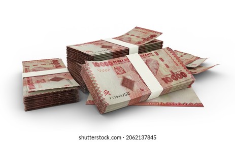 3D Stack Of Tanzanian Shilling Notes Isolated