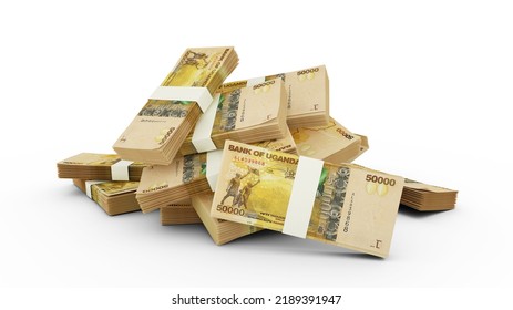 3D Stack Of Ugandan Shilling Notes