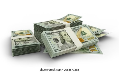 3D Stack Of US Dollar Notes