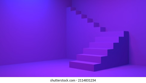 3D Stair for product display and neon color background concept