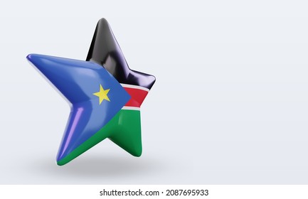 3d Star South Sudan Flag Rendering Left View