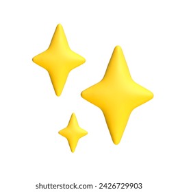 3D star sparkle emoji. Cute shiny star shaped object. Magic element. Cartoon creative design icon isolated on white background. 3D Rendering