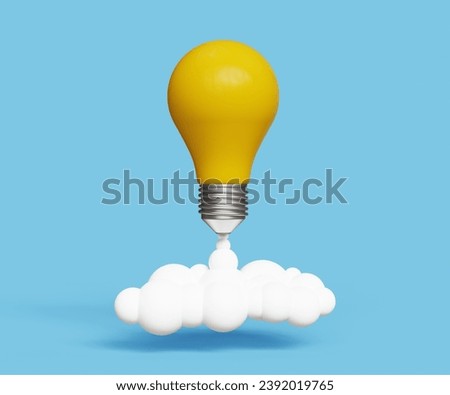3D start up concept. Vision, future, success, innovation, optimization, investment, strategy, growth target. Light bulb launch for idea boost. 3d illustration