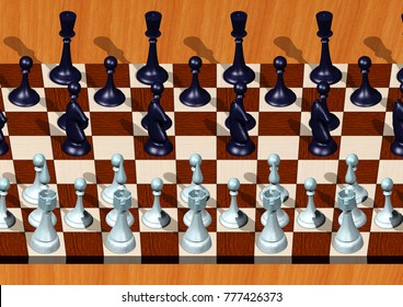 3D Stereogram Image Of Infinite Chess Board.