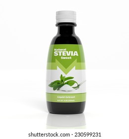 3D Stevia Extract Bottle Isolated On White