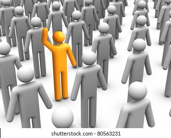 3d Stick Figure Standing Out From Crowd