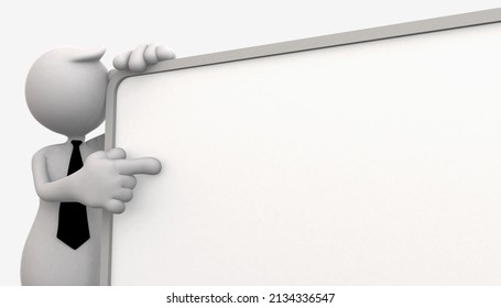 3D Stickman Explaining On Whiteboard