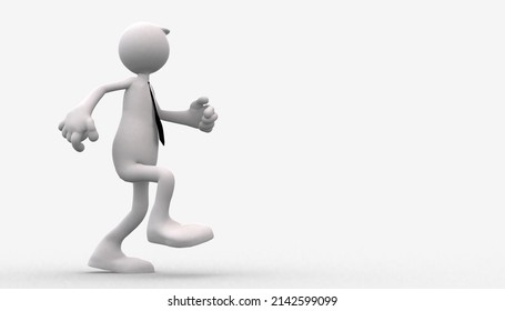 3D Stickman Walking On White Background