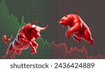 3D Stock exchange trading banner. The bulls and bears struggle. Equity market concept illustration. Modern 3D design