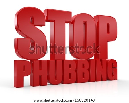 3D stop phubbing text on white background