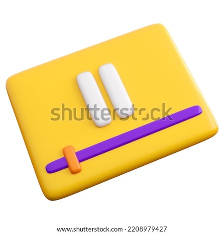 3d stop video icon with scroll bar. Playing, streaming video, social media or multimedia concept. High quality isolated 3d render