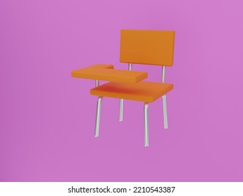 3d Student Chair, Back To School 3d Illustration Set