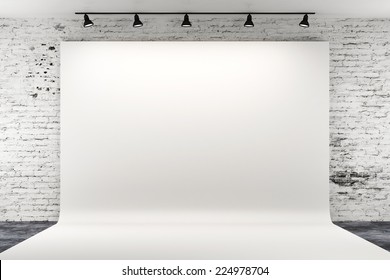 3d studio setup with lights and white background