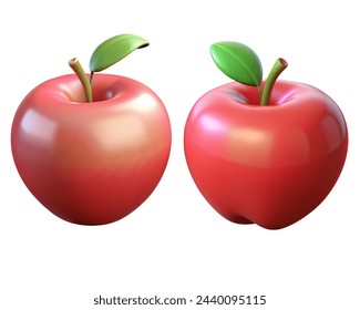 3D style of three red apple on white background, fresh fruit healthy - Powered by Shutterstock