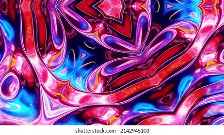 3D stylish abstract bg like wavy symmetrical pattern like kaleidoscopic structure with waves, multicolor liquid glass with beautiful gradient colors. 3d render