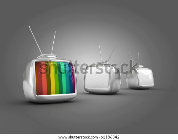 3d\
Stylish classic televisions -colorful no\
signal