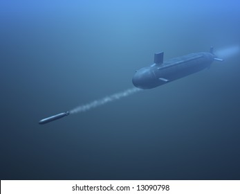 3D Submarine Shooting Missile Side View