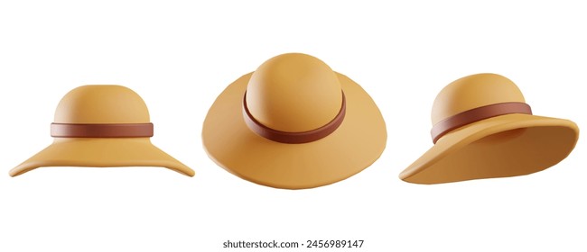  3d summer beach hat on plain white background - Powered by Shutterstock