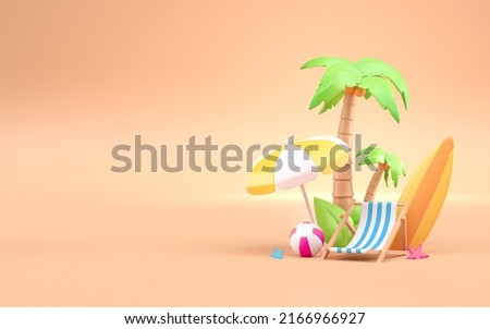 3D Summer Vacation Concept. 3D render