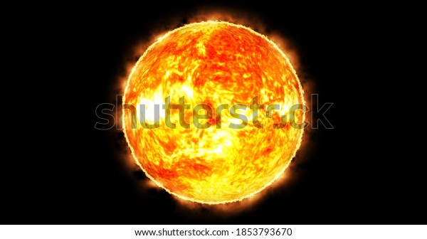 3d sun isolate on black .4k closeup sun view
from space. waving lava upon the sun surface. 3d rendered sun over
4k resolution.