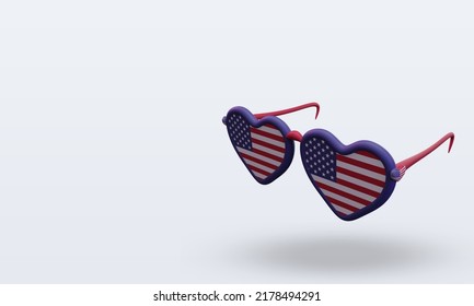 3d Sunglasses Love America Flag Rendering Right View