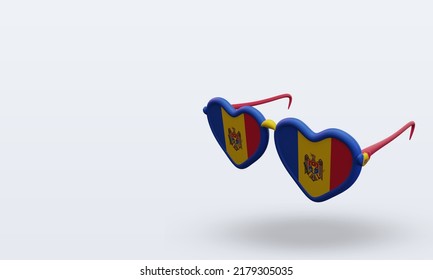 3d sunglasses love Moldova flag rendering right view