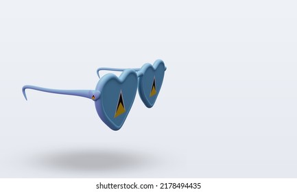 3d sunglasses love St Lucia flag rendering left view