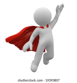 3d Super Hero With Red Cape