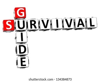 3D Survival Guide Crossword On White Background