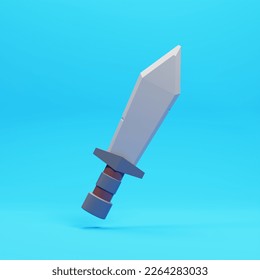 3d sword icon on blue background with minimal cartoon style. 3d rendering illustration. Game asset - Powered by Shutterstock