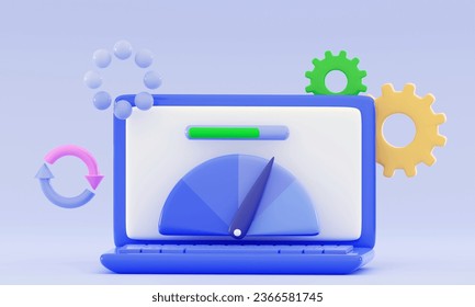 3d System update Upgrading concept Progress bar Website loading optimization Page speed and SEO New version software Installing update or Loading process Minimal 3D rendering illustration