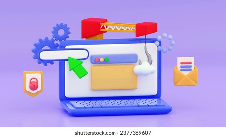 3d System update Upgrading concept Progress bar Website loading optimization Page speed and SEO New version business software Installing update or Loading process Minimal 3D rendering illustration