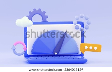 3d System update Upgrading concept Progress bar Website loading optimization Page speed and SEO New version software Installing update or Loading process Minimal 3D rendering illustration