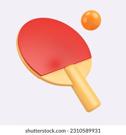 3d ping pong, ping-pong bat, concepto de competición deportiva y de juegos. icono de la escuela mínima. aislado en segundo plano, ruta de recorte del símbolo de icono. 3d ilustración de representación.