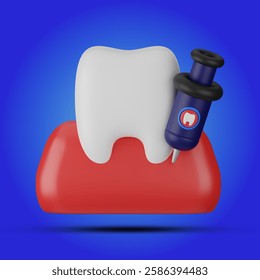 3D teeth anaesthesia icon rendering